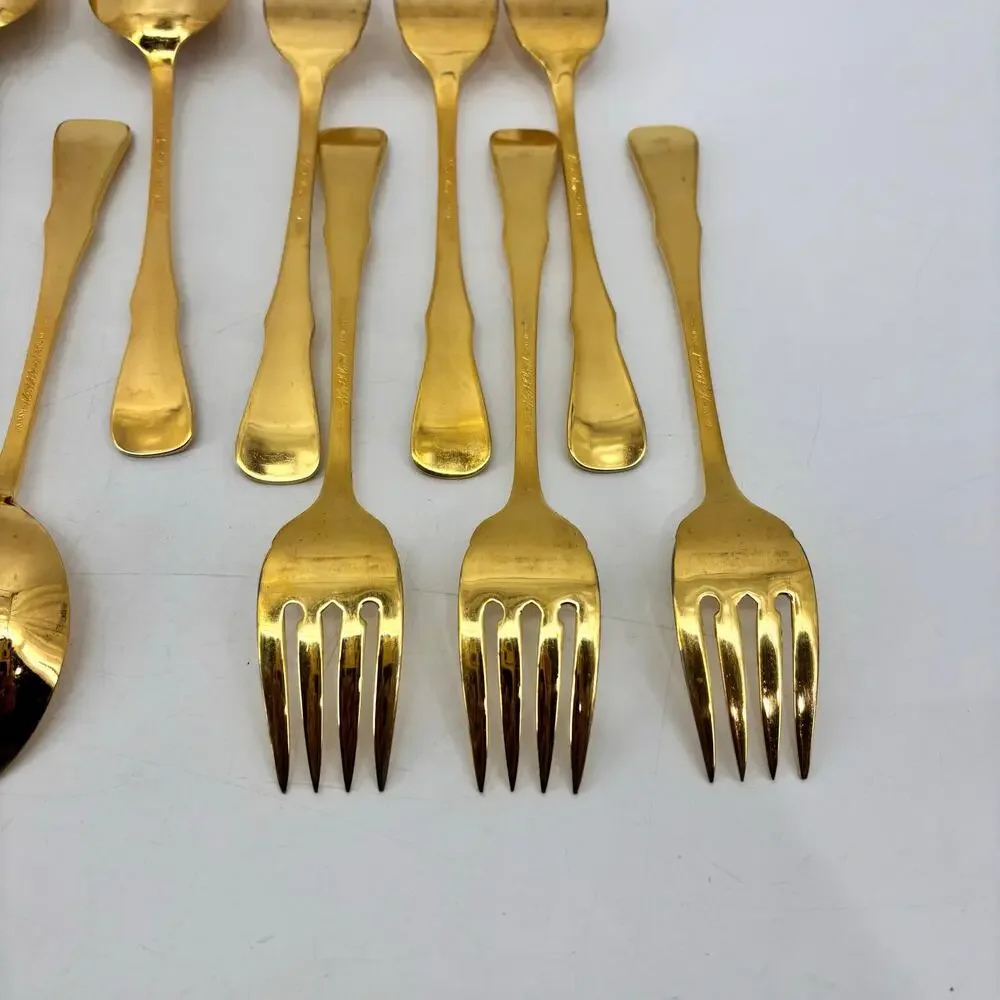 Northland Stainless Gold Spoons Forks Japan 18 Pcs Cottagecore